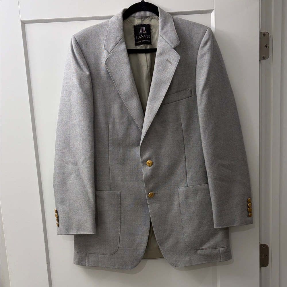 Lanvin Light Gray Blazer with Gold Buttons